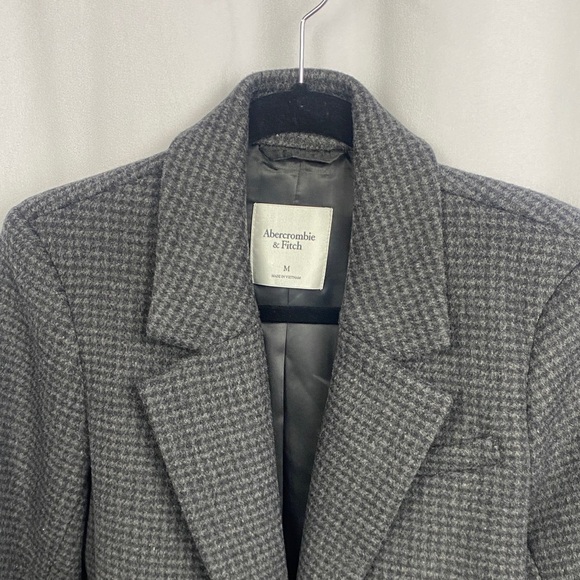 Abercrombie & Fitch Women’s Wool Blend Houndstooth Blazer - Gray/Black - Size M - Picture 3 of 11